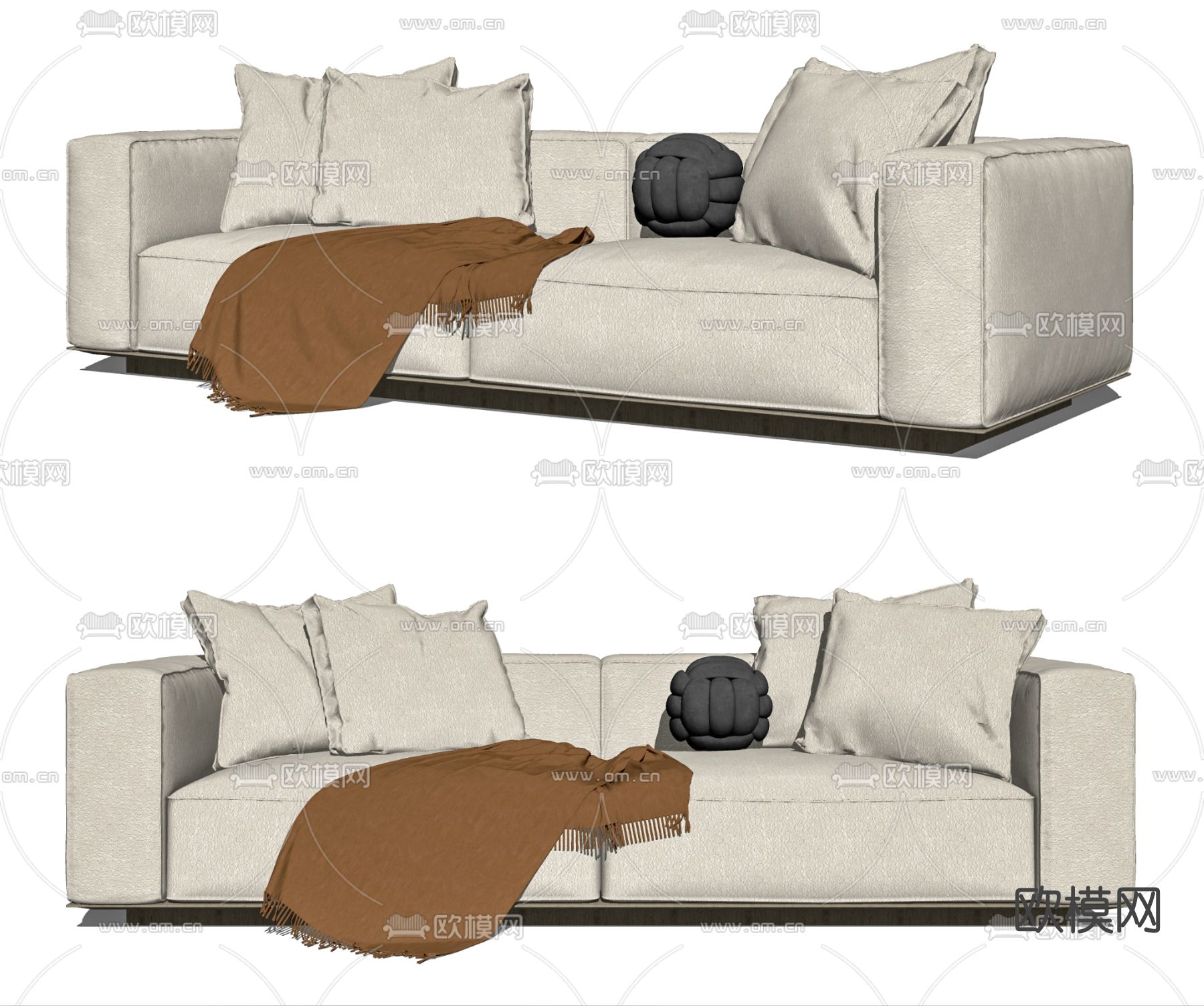 现代布艺双人沙发su模型