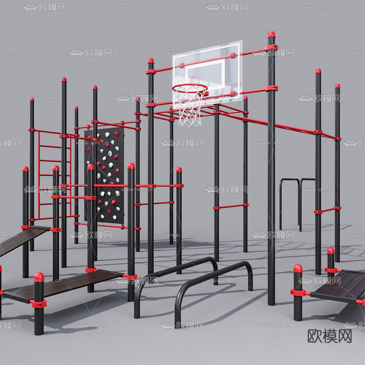 现代户外健身器材3d模型