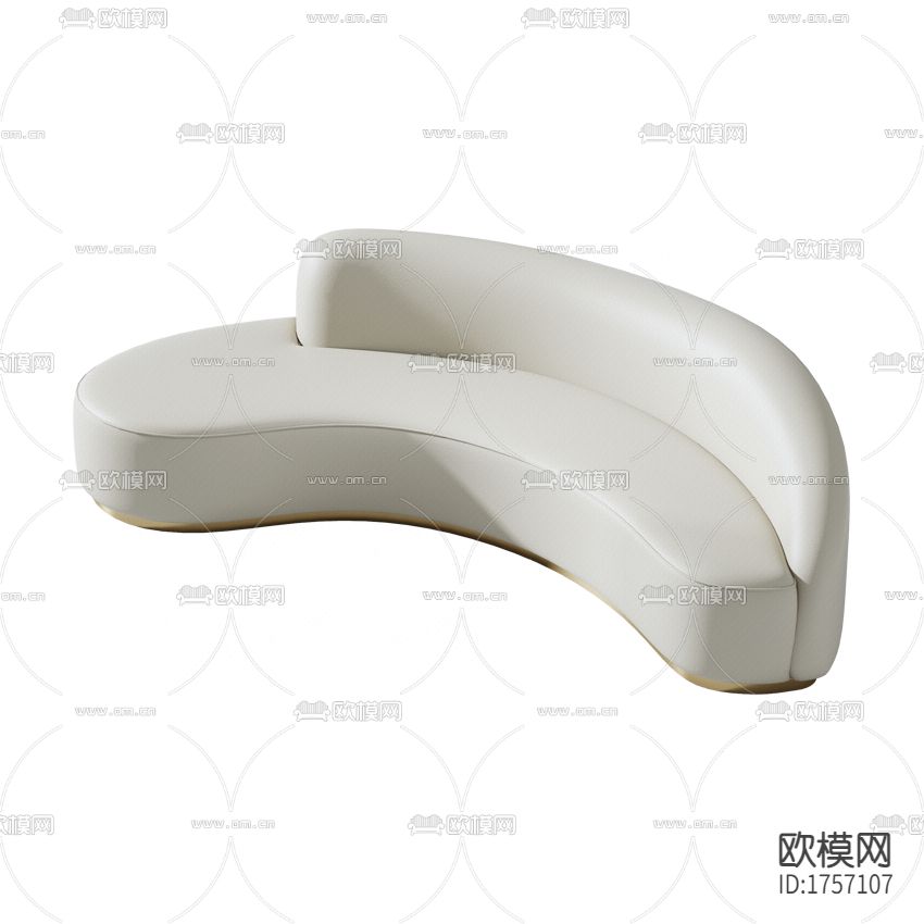 现代简约白色皮革弧形多人沙发