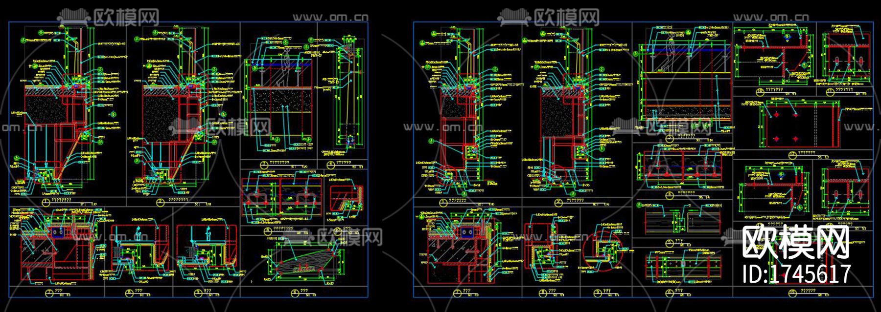 中庭栏杆节点大样下载（渲染图1）