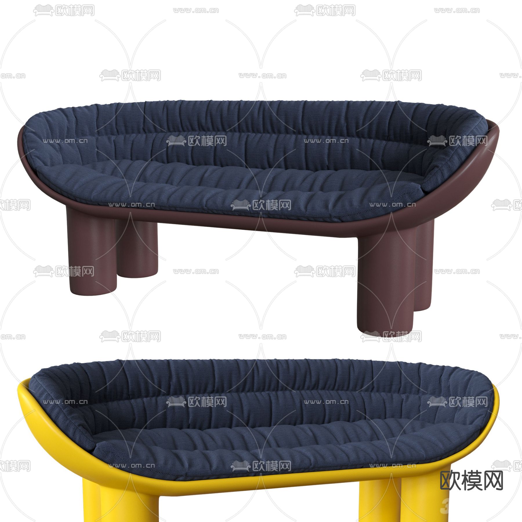 现代布艺双人沙发3d模型