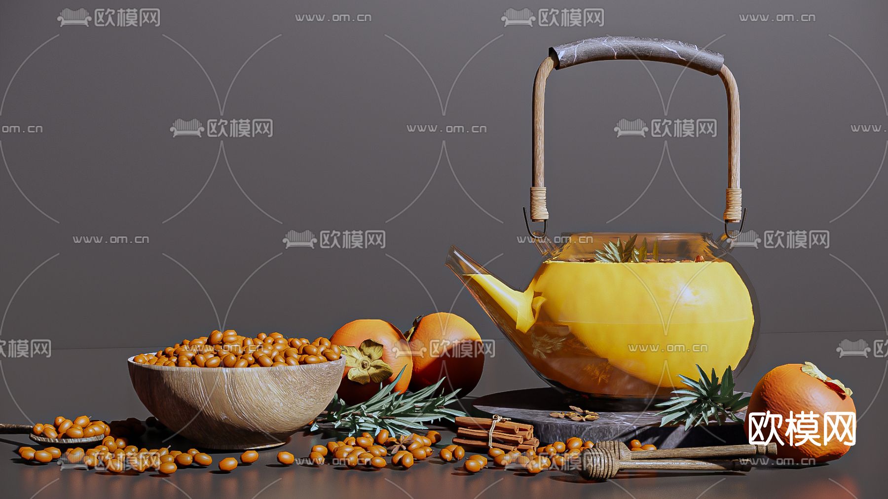 现代茶具茶壶su模型
