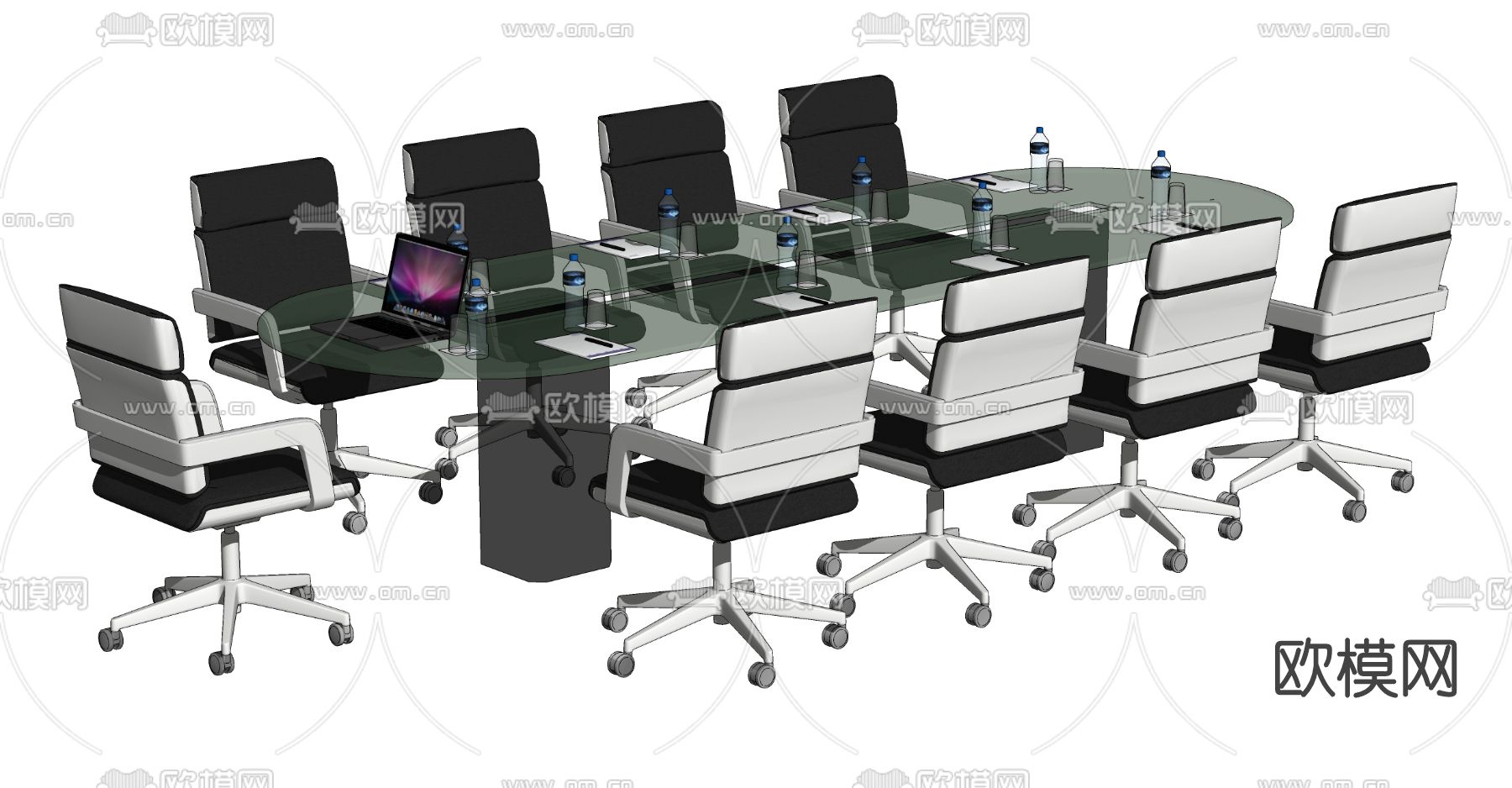 现代会议桌su模型下载