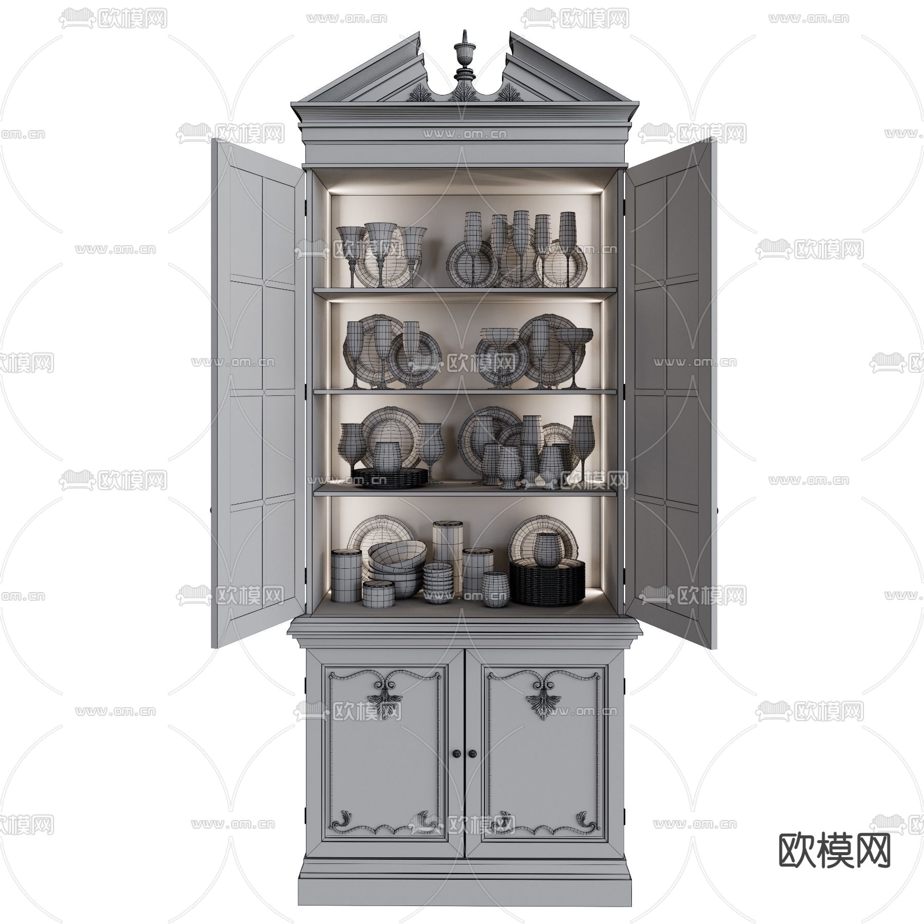 欧式实木酒柜3d模型