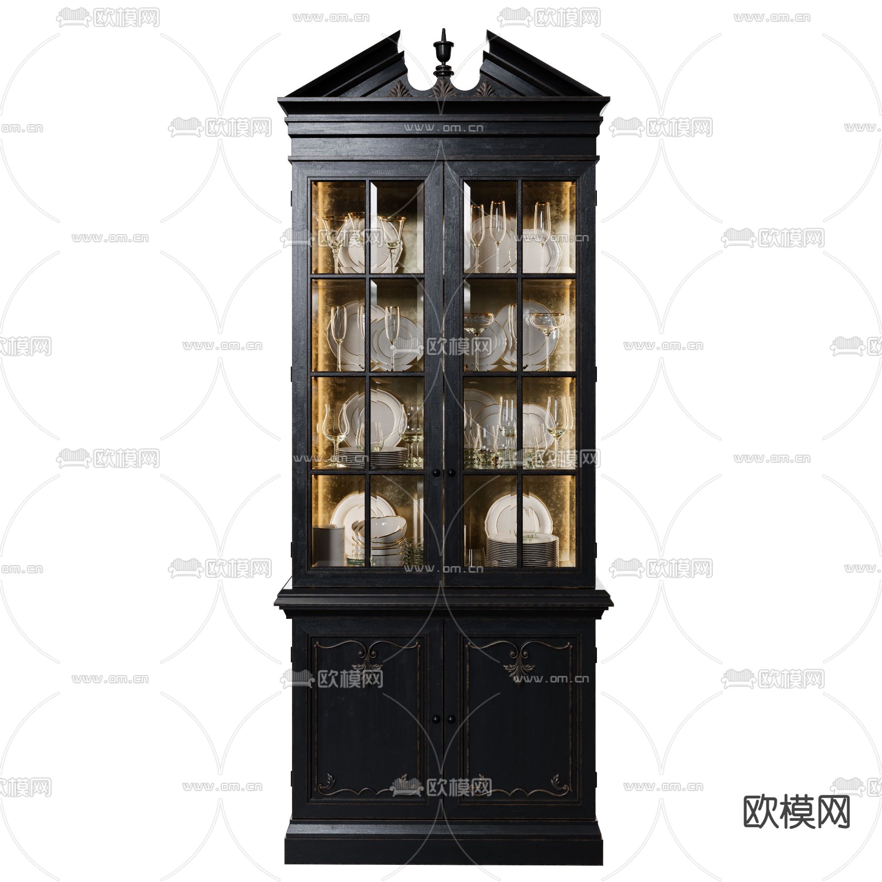 欧式实木酒柜3d模型
