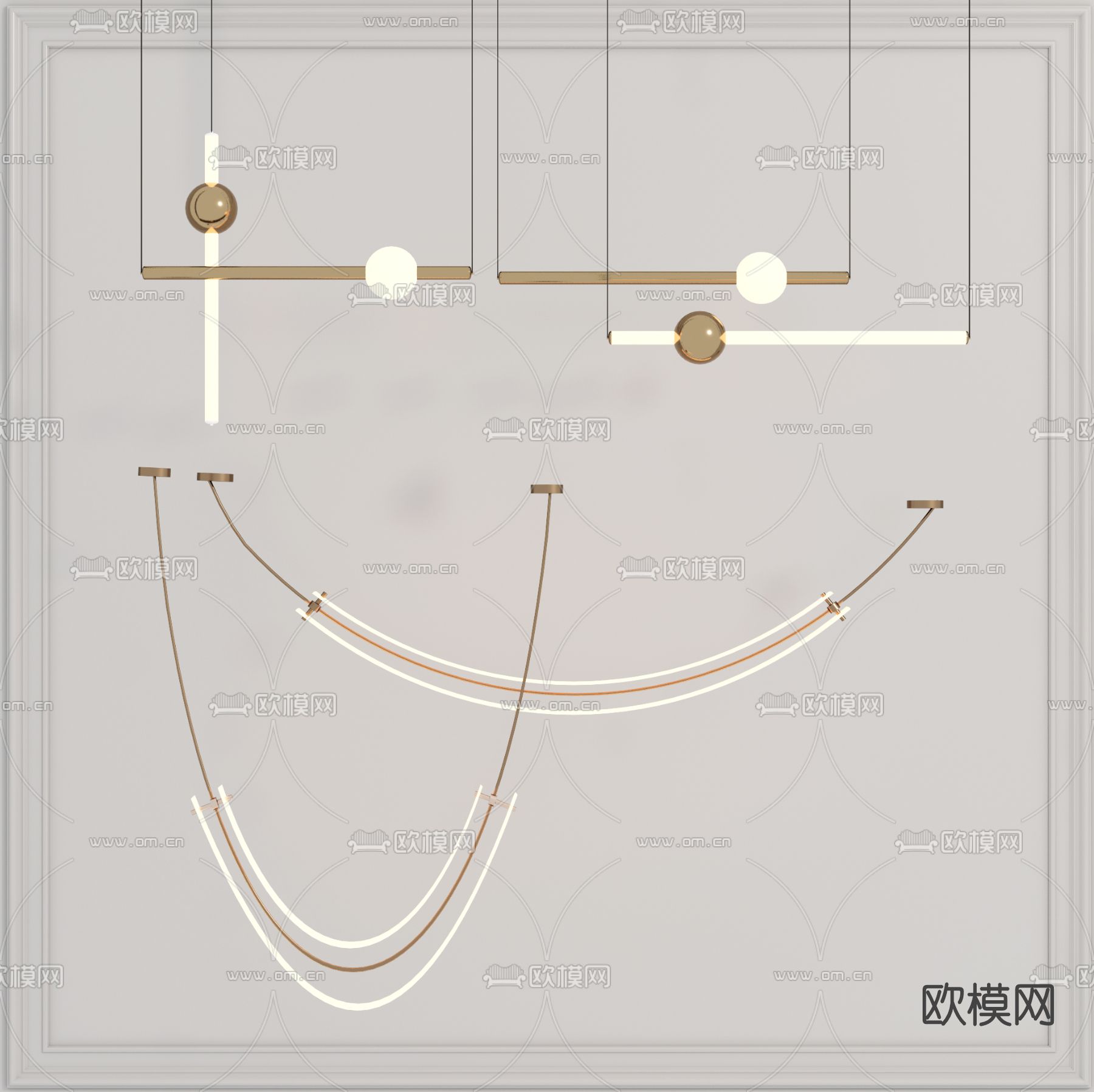 现代金属吊灯su模型