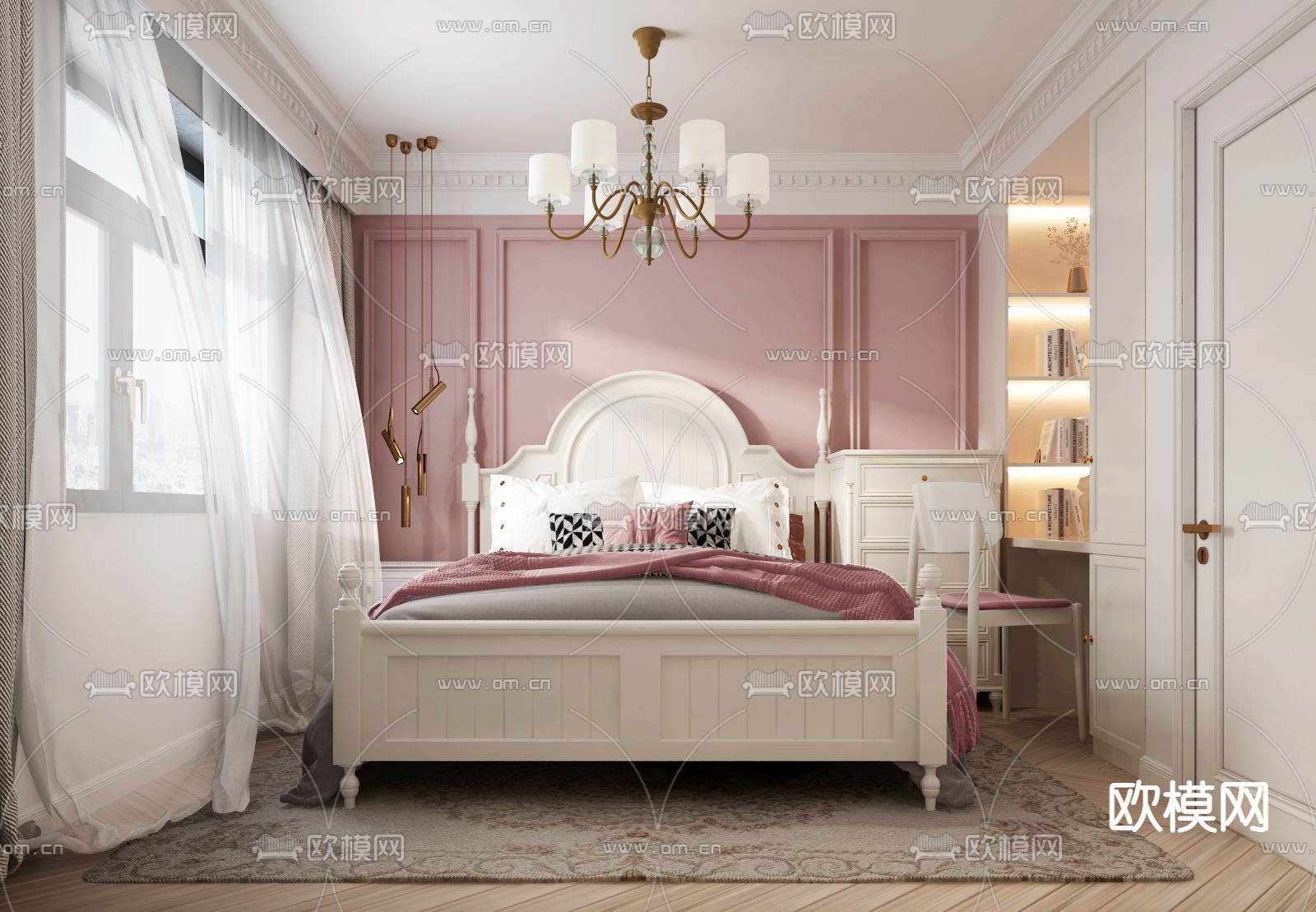 简欧卧室主人房免费3d模型下载