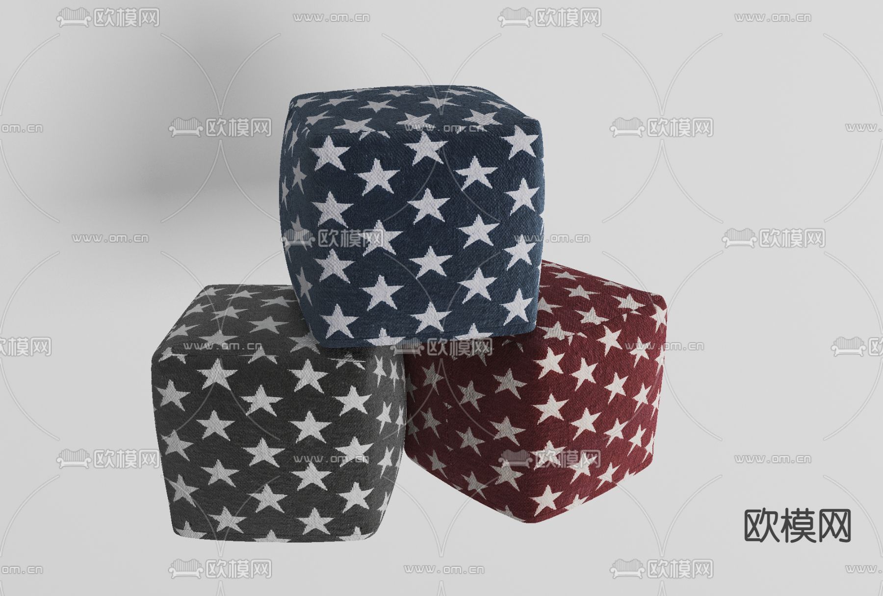 现代布艺沙发凳子免费3d模型下载