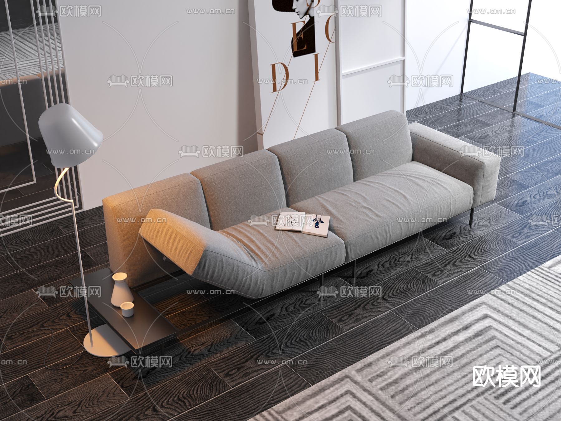 现代布艺多人沙发3d模型