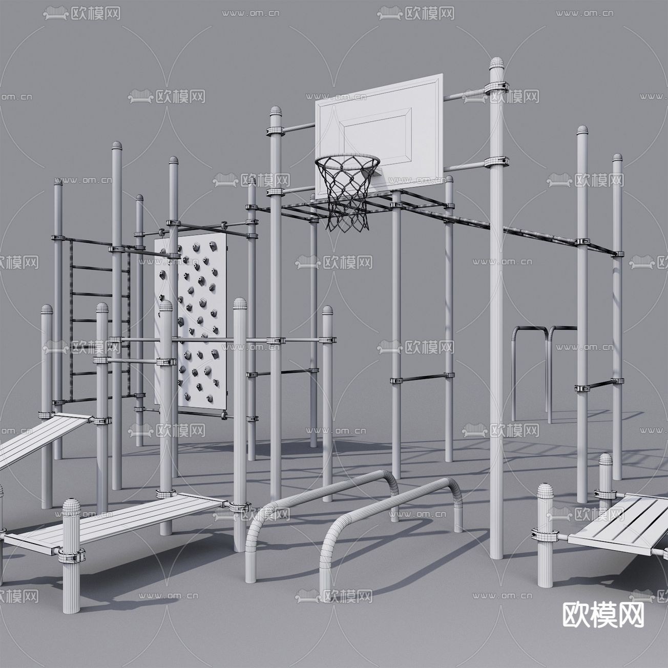 现代户外健身器材3d模型