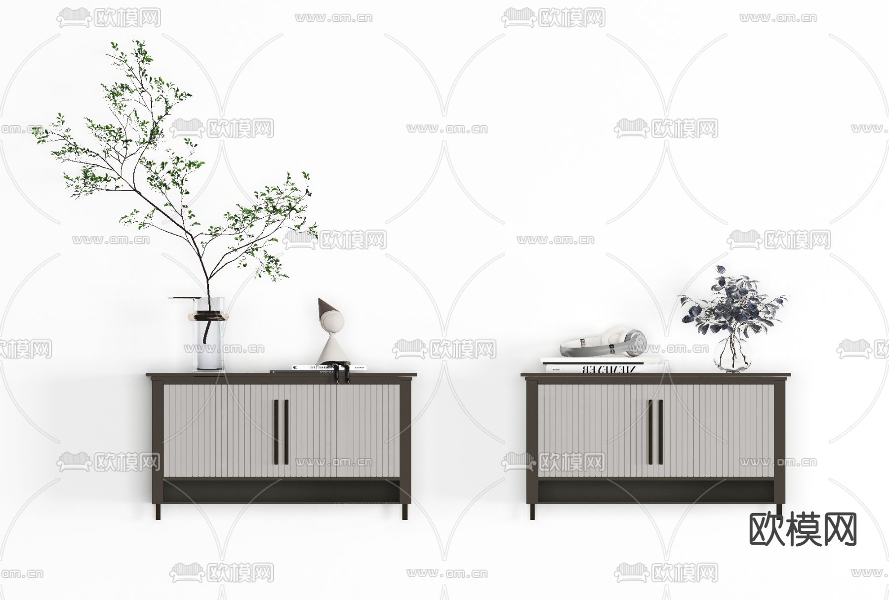 新中式实木床头柜免费3d模型下载