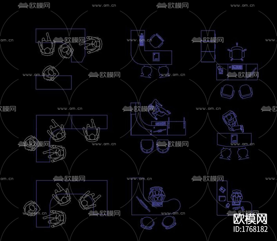 办公室cad施工图下载（渲染图6）