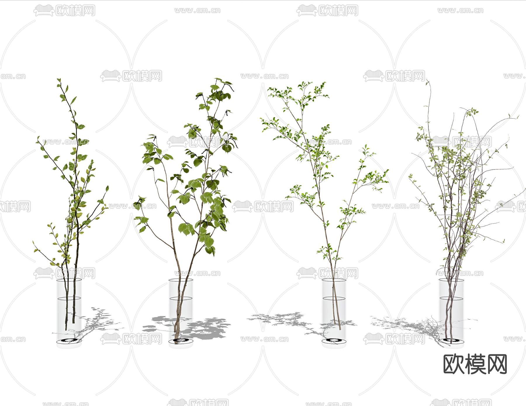 现代绿植花瓶su模型