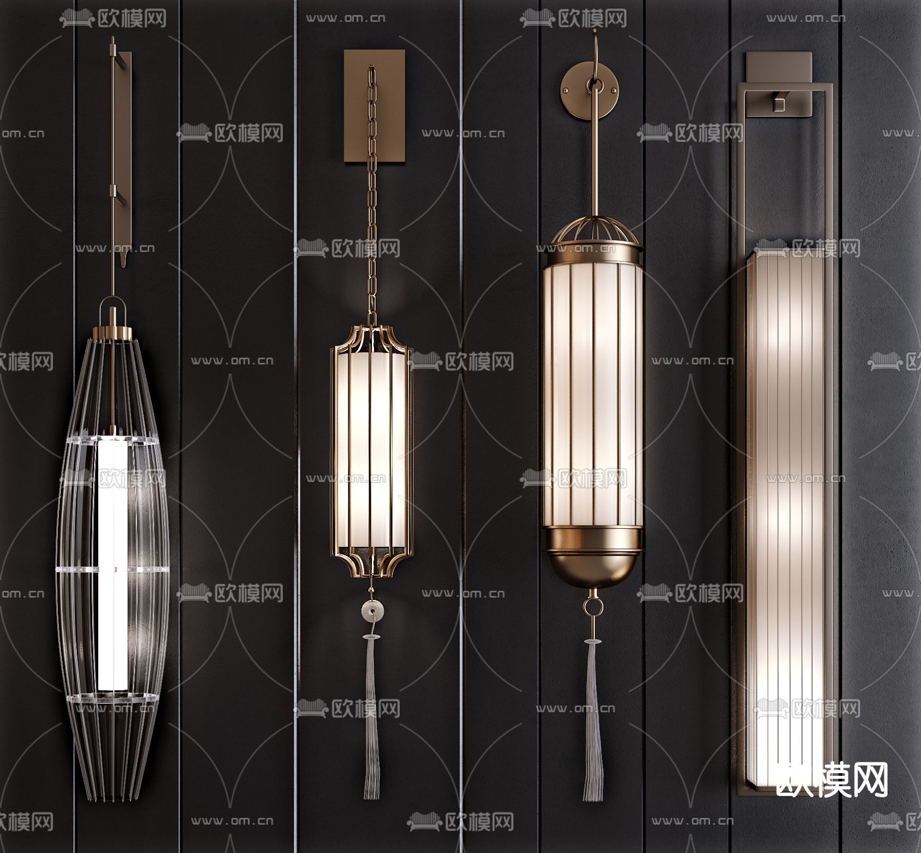 新中式金属壁灯3d模型下载