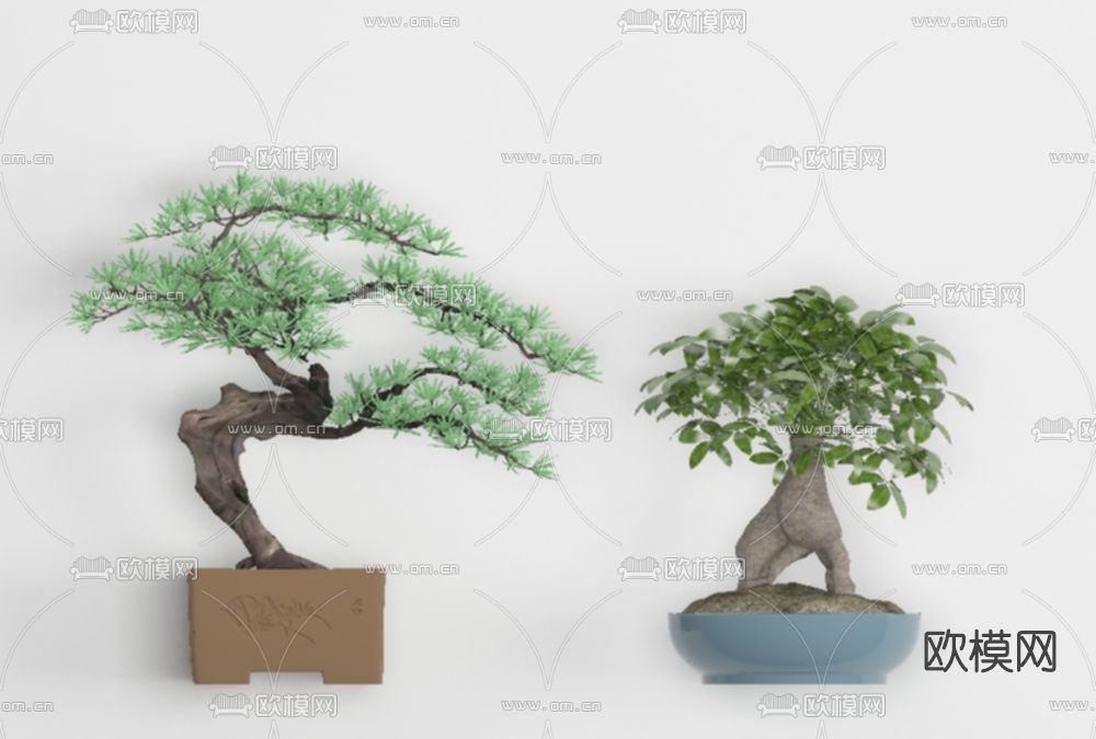 新中式松树盆栽免费3d模型下载