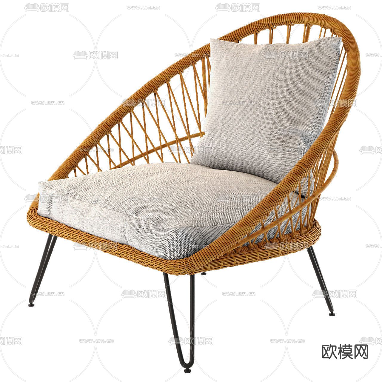 北欧藤编休闲椅3d模型