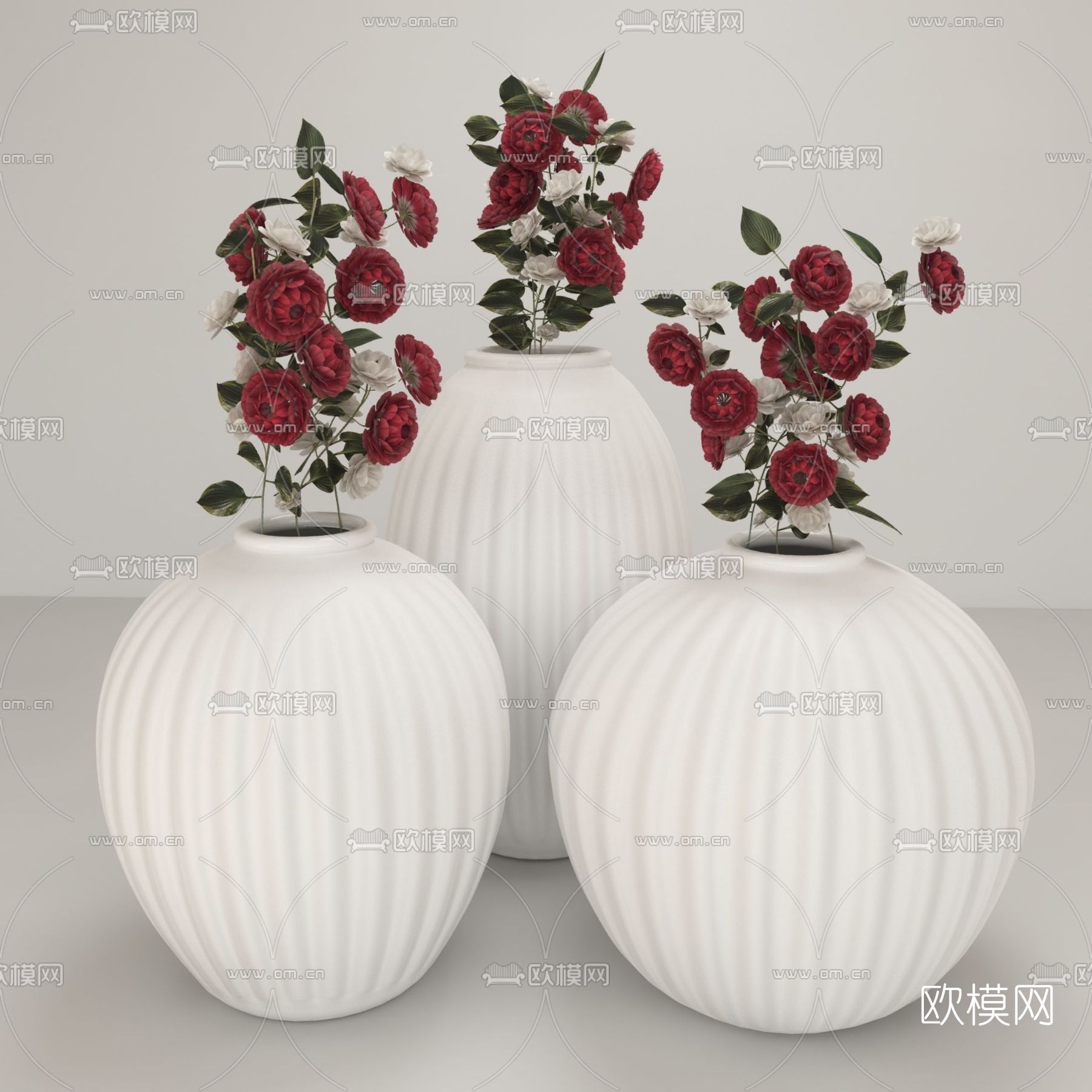 简欧花瓶花艺免费3d模型下载