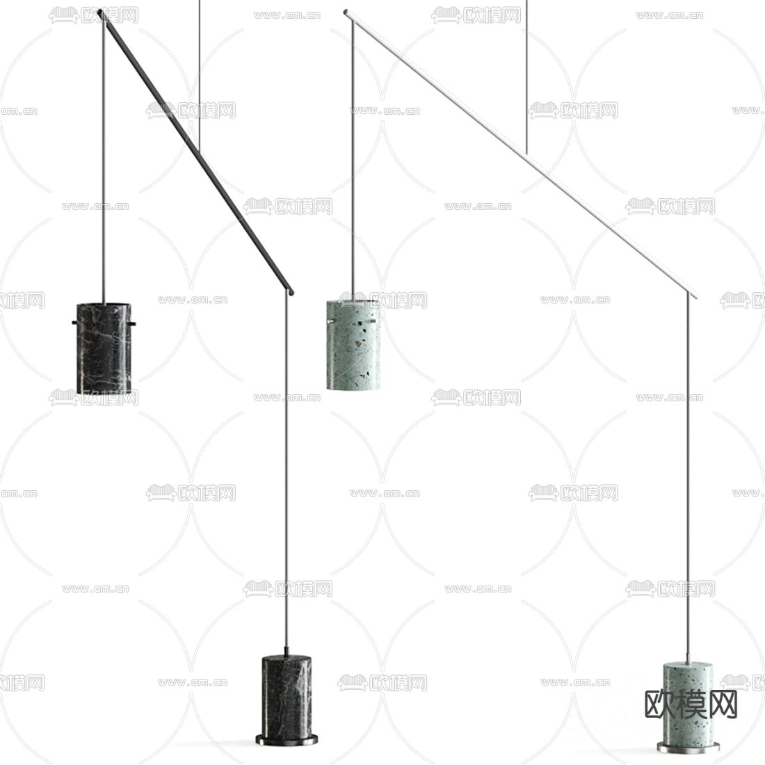 现代金属吊灯3d模型下载