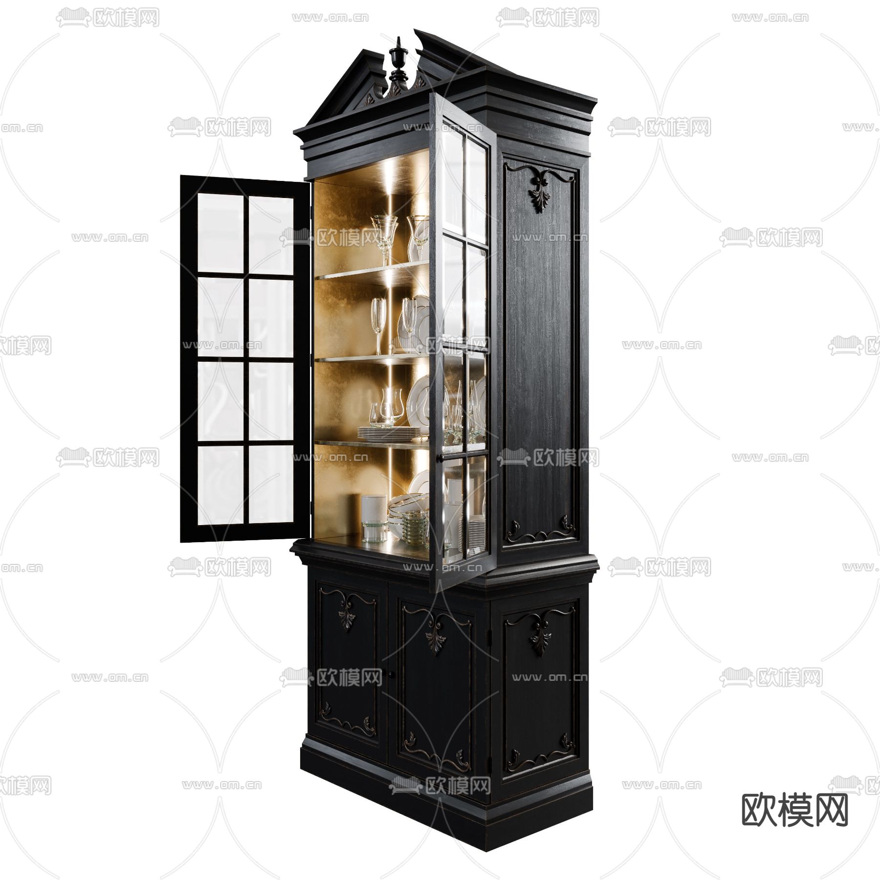 欧式实木酒柜3d模型