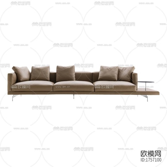 现代简约杏色皮革多人功能沙发下载