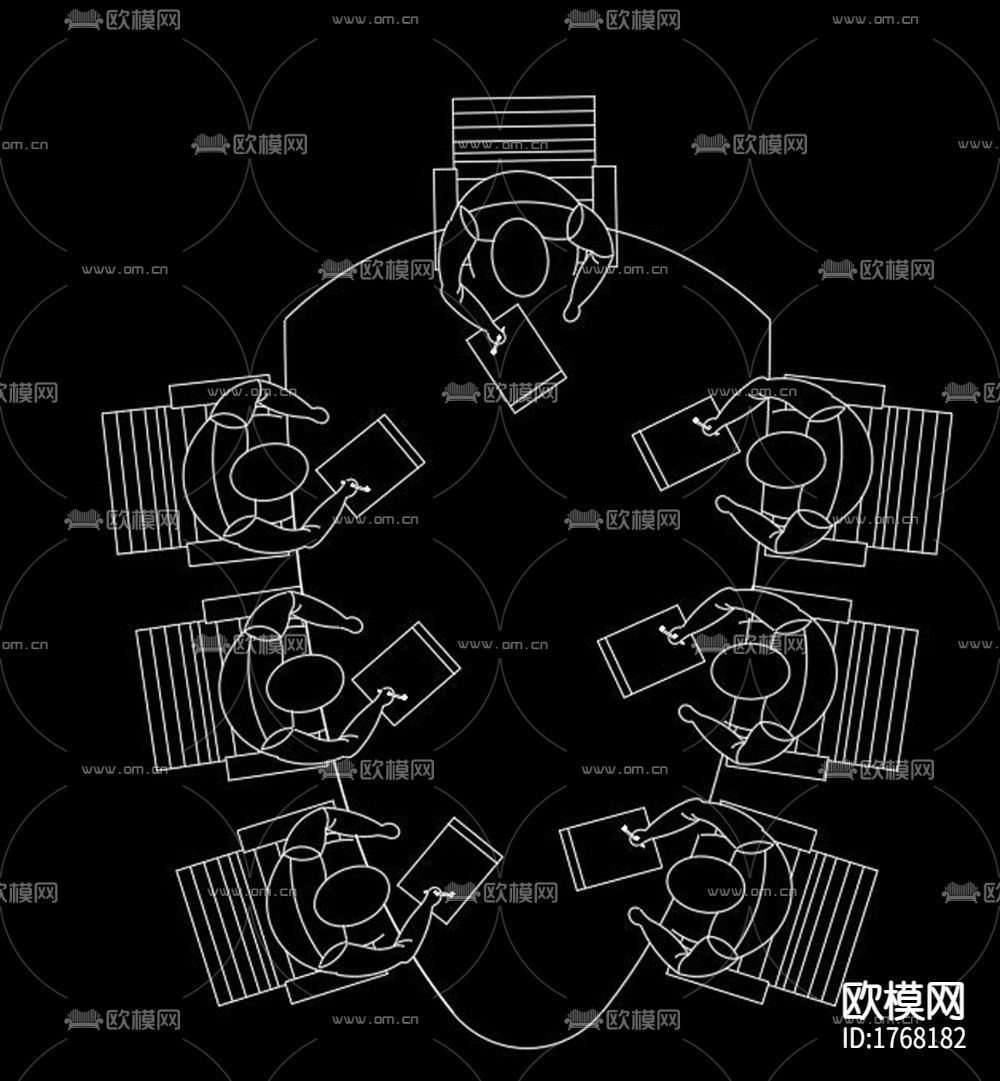 办公室cad施工图下载（渲染图2）