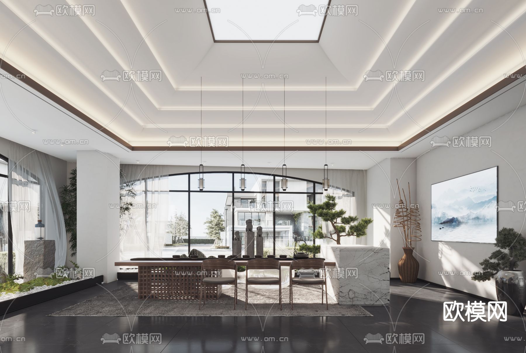 新中式总经理办公室3d模型