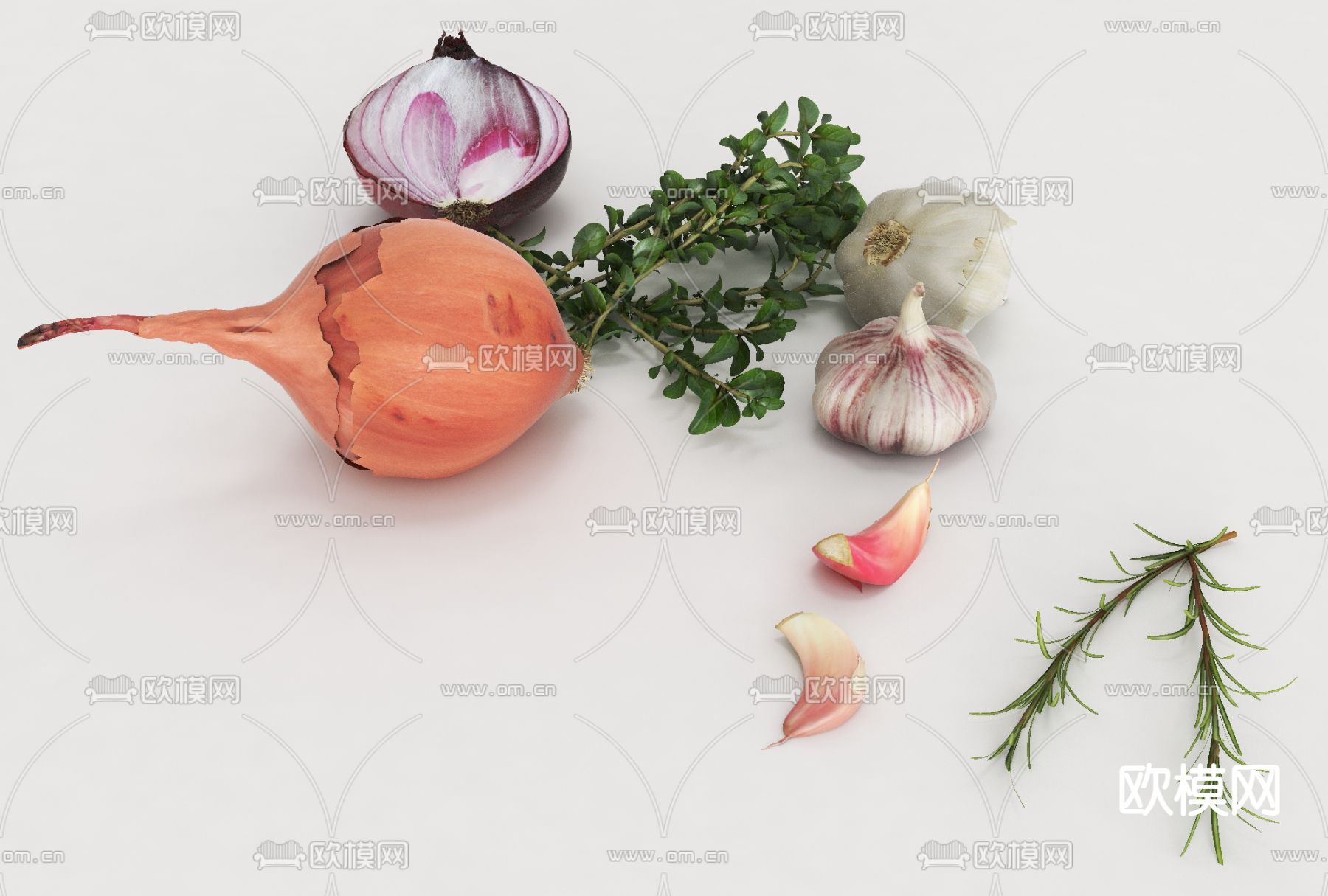 现代厨房蔬菜免费3d模型下载