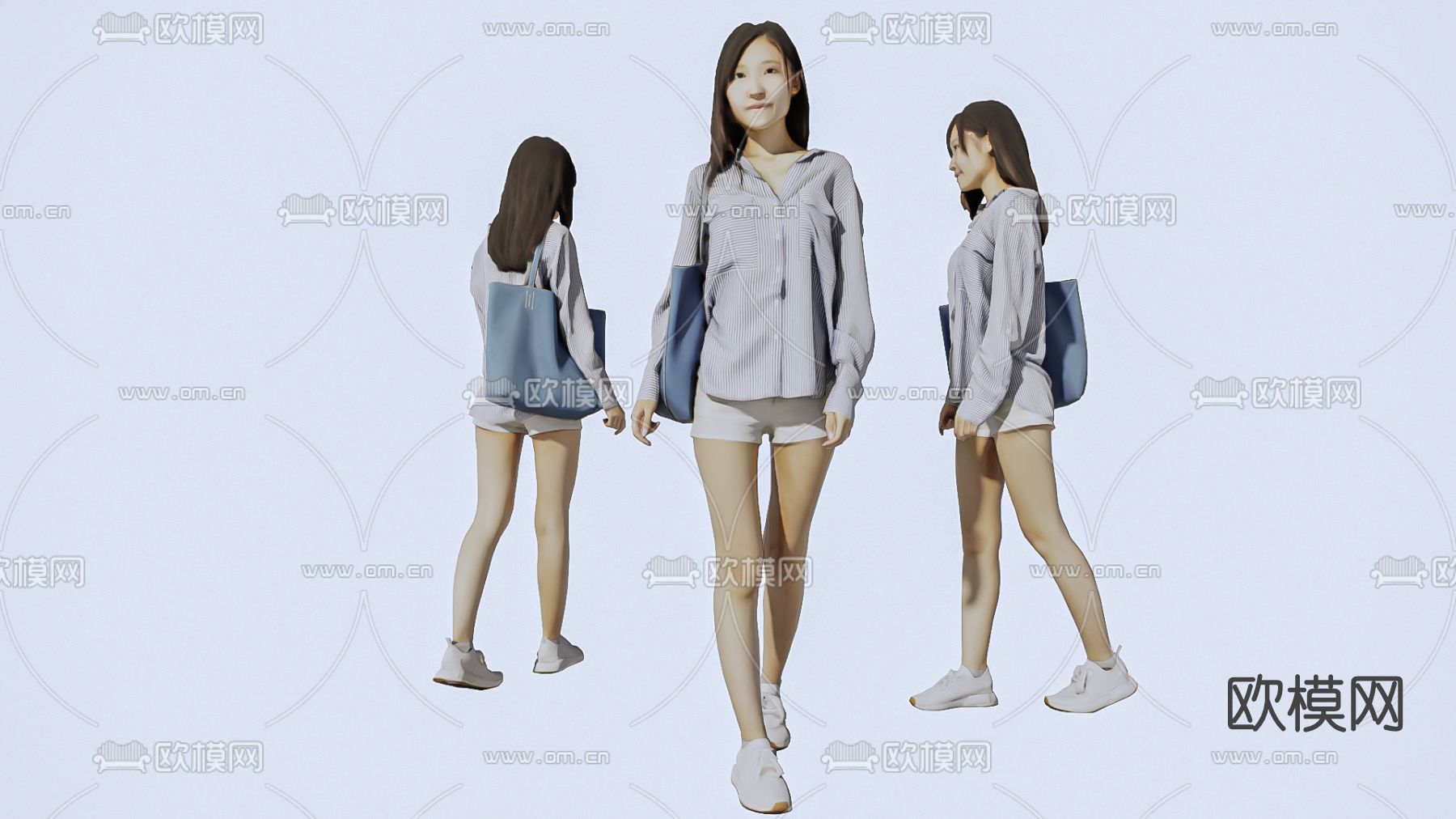 现代女性人物su模型