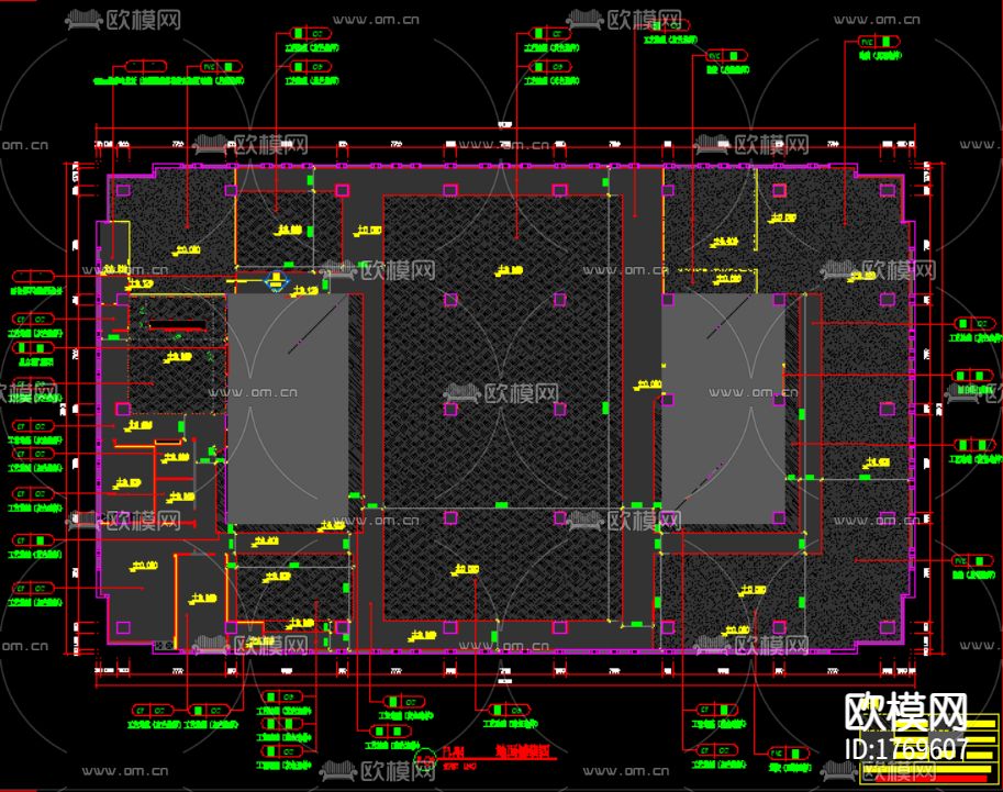 科技办公室cad平面布置图下载（渲染图3）