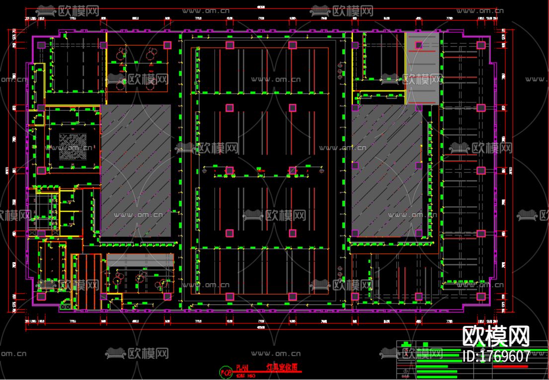 科技办公室cad平面布置图下载（渲染图5）