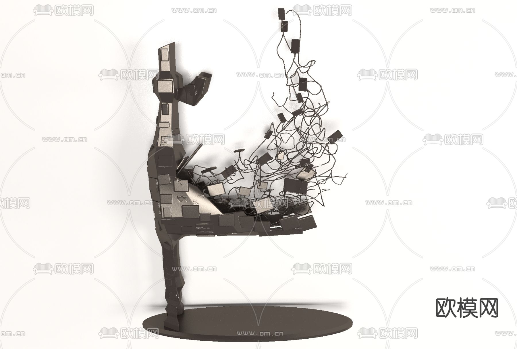 现代金属装饰品摆件免费3d模型下载