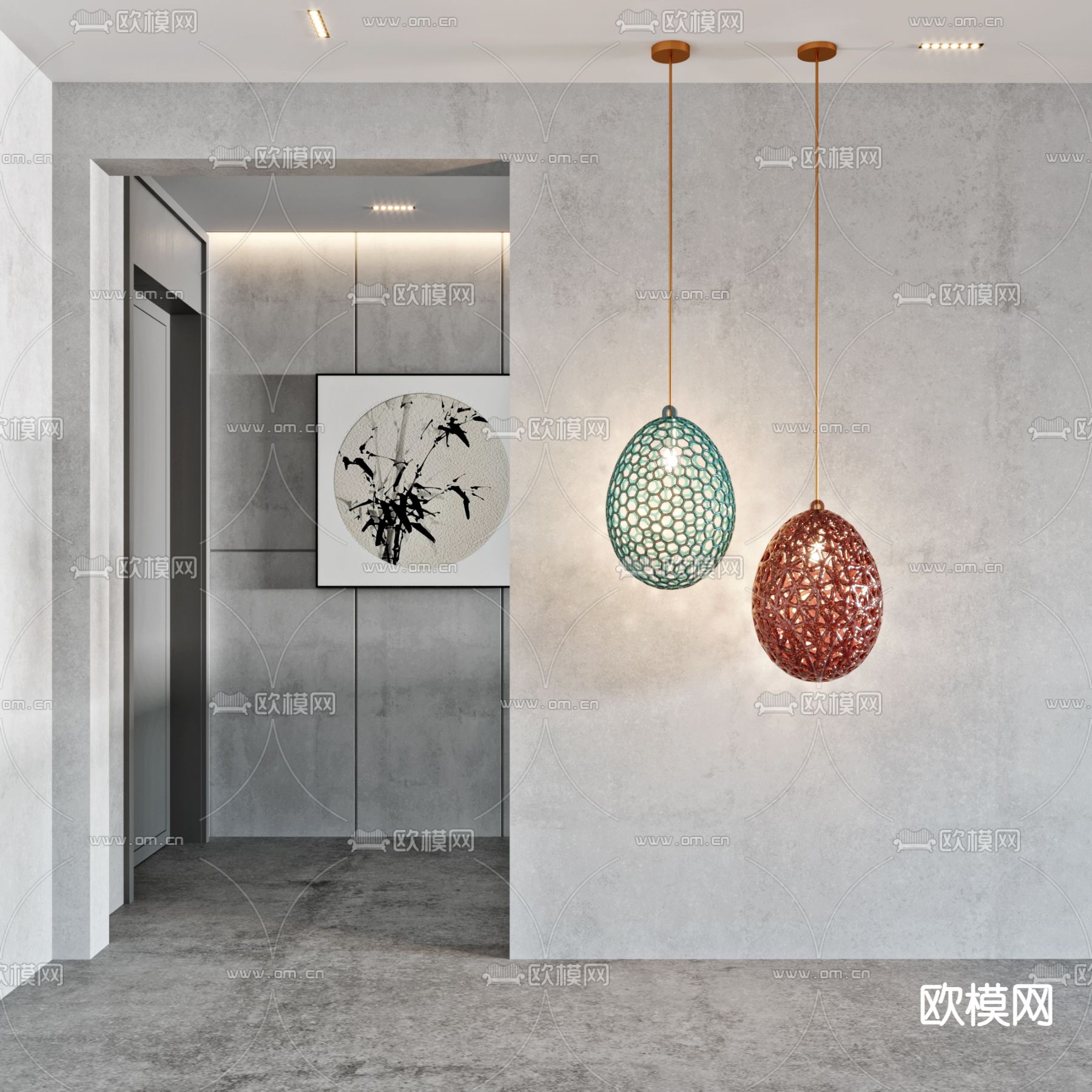 现代镂空吊灯3d模型