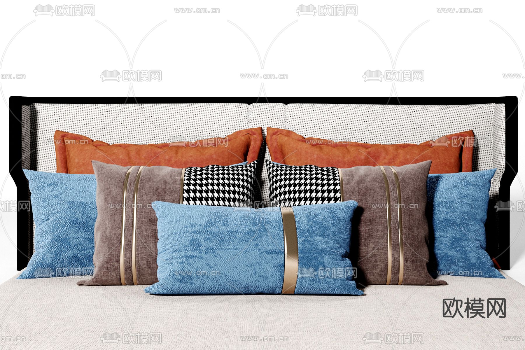 新中式布艺抱枕3d模型下载