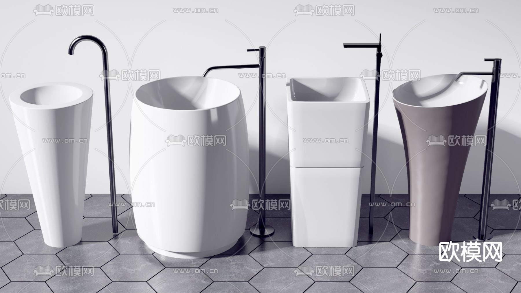 现代立柱式洗手台3d模型