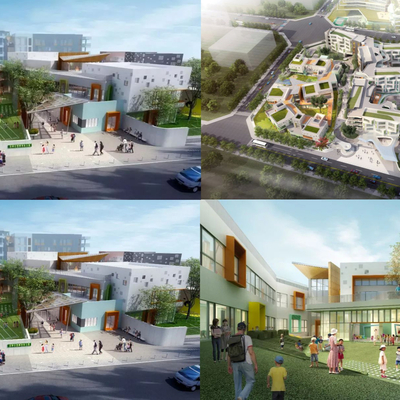  现代幼儿园鸟瞰su模型 