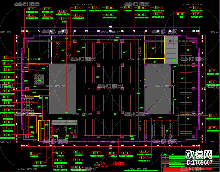 科技办公室cad平面布置图下载（渲染图4）