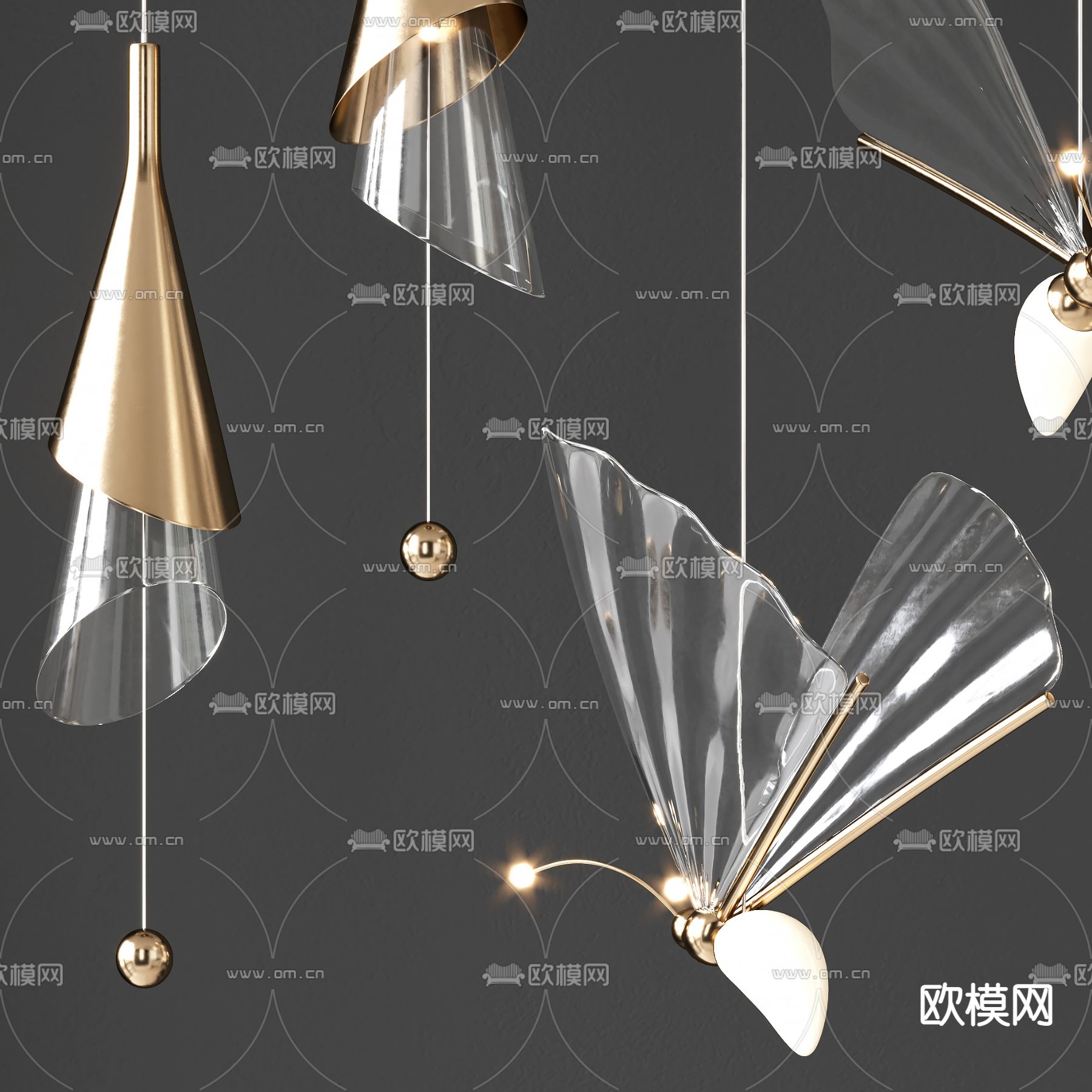 现代蝴蝶装饰吊灯3d模型