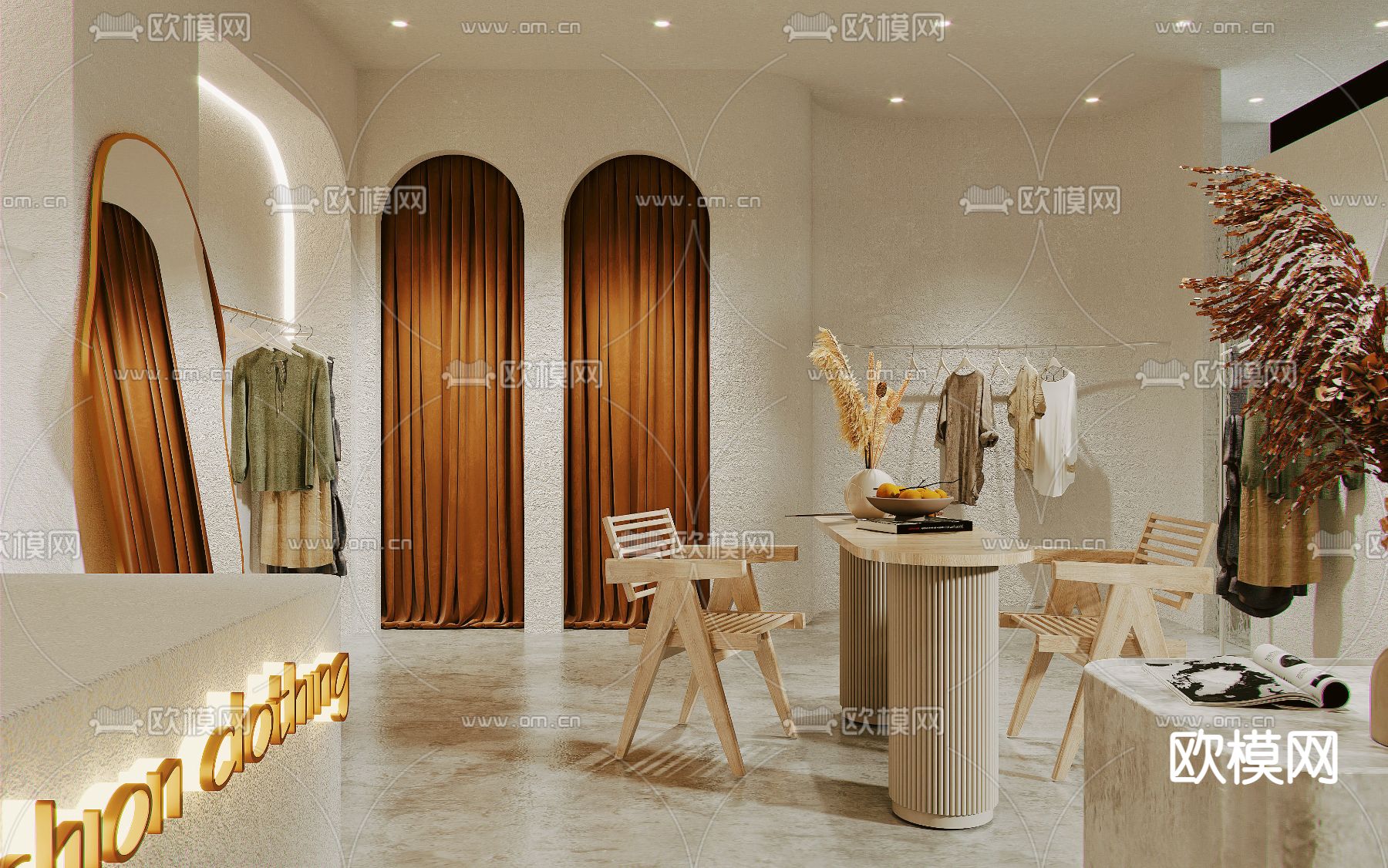 侘寂风女装服装店3d模型