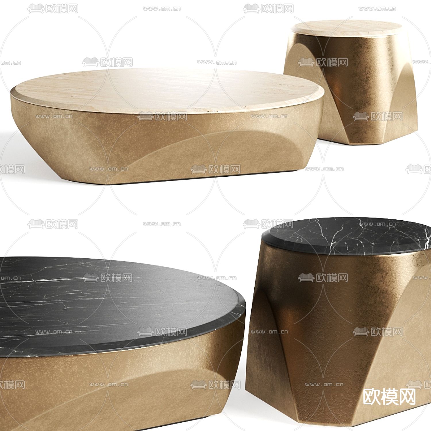 现代金属子母茶几3d模型