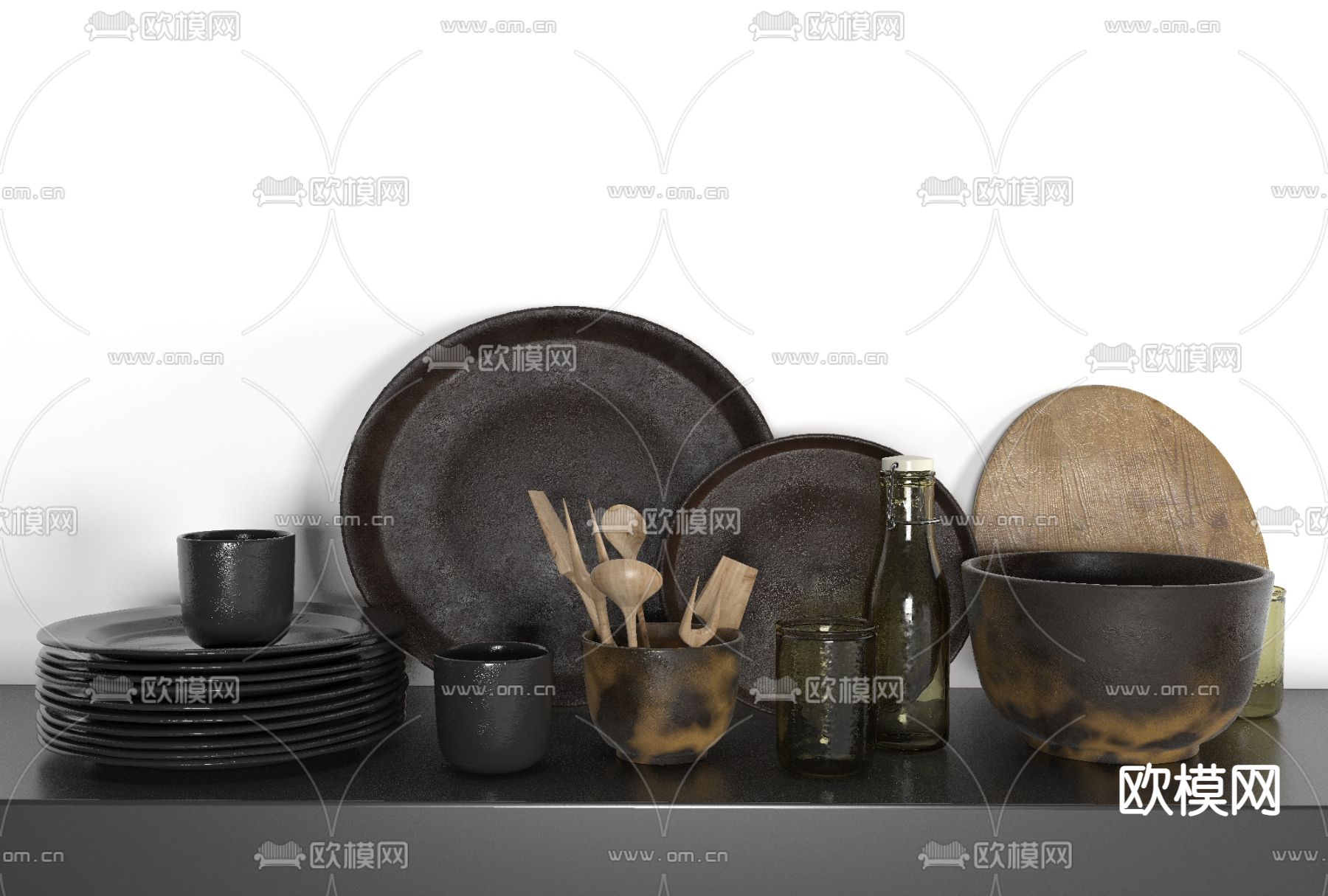 新中式厨房用具免费3d模型下载