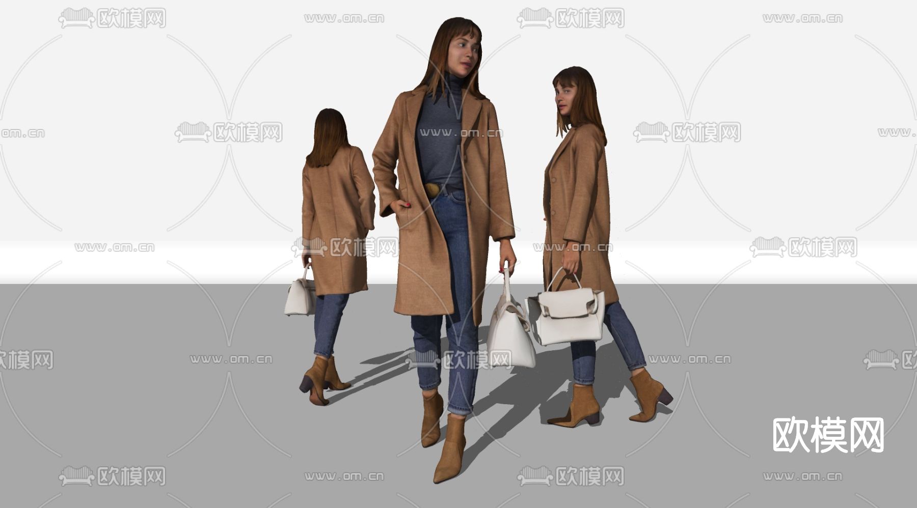 现代女性人物su模型下载（渲染图2）