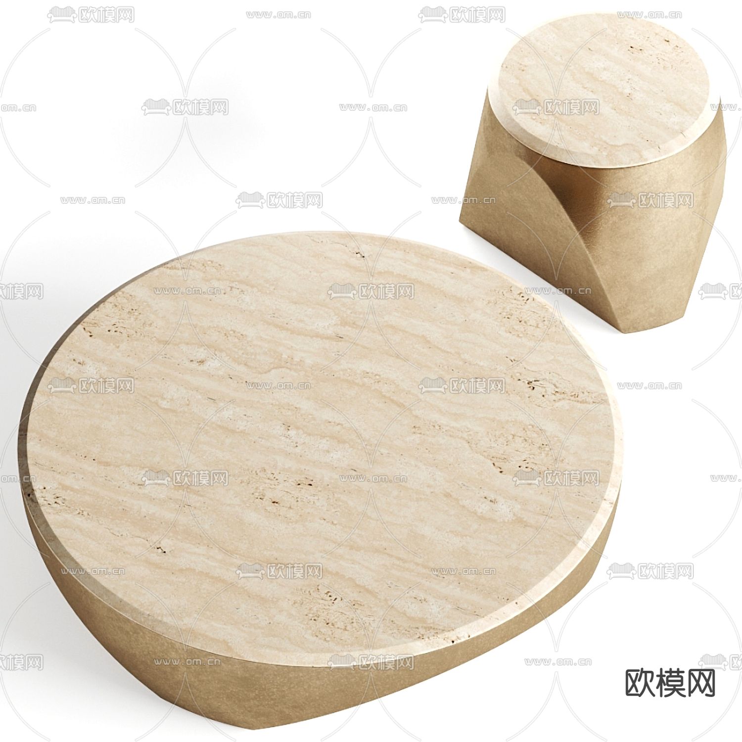 现代金属子母茶几3d模型