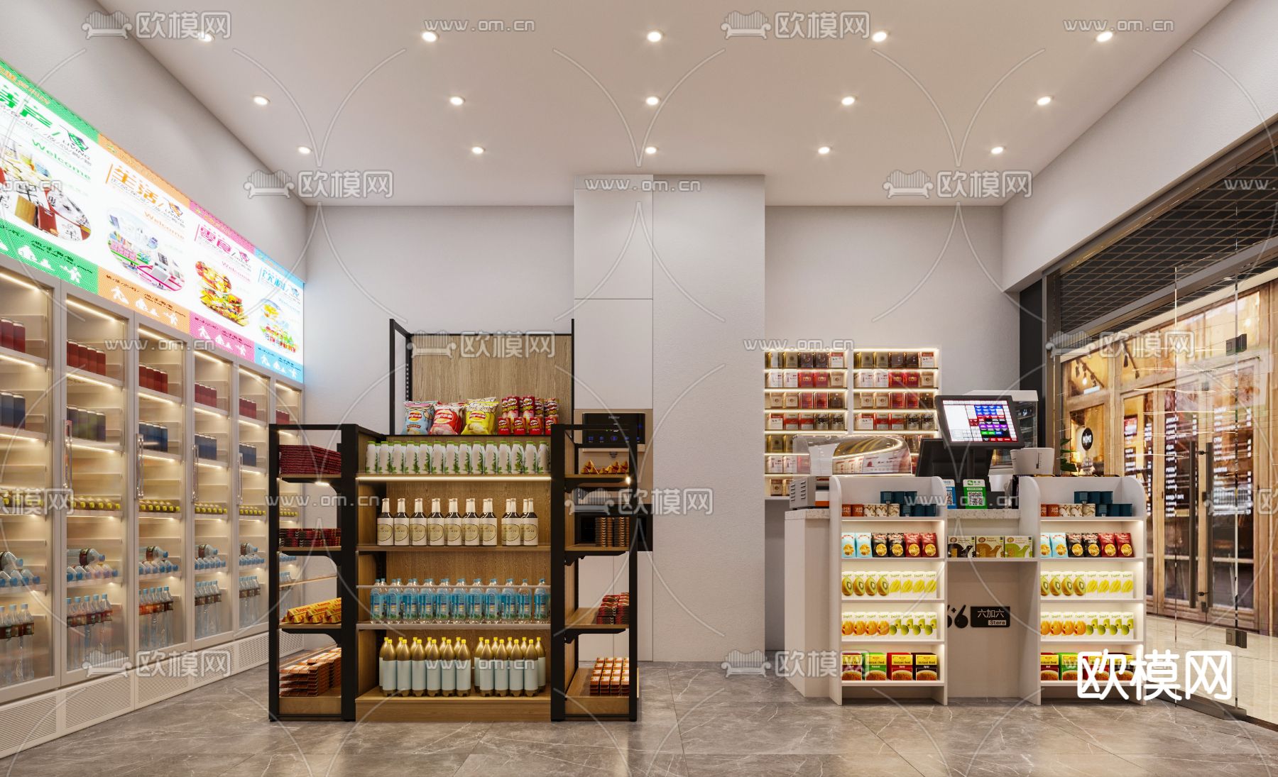 现代超市便利店3d模型