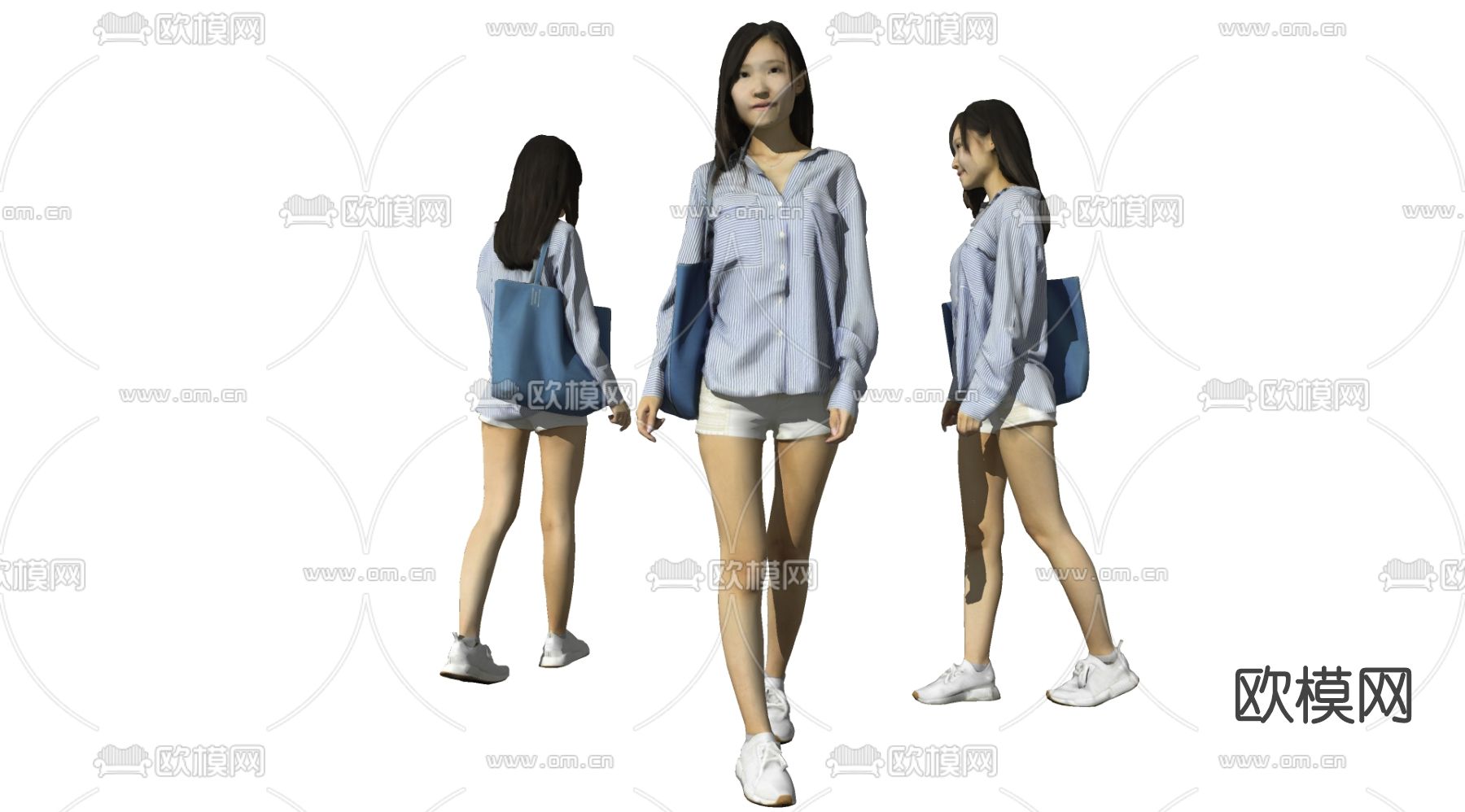 现代女性人物su模型