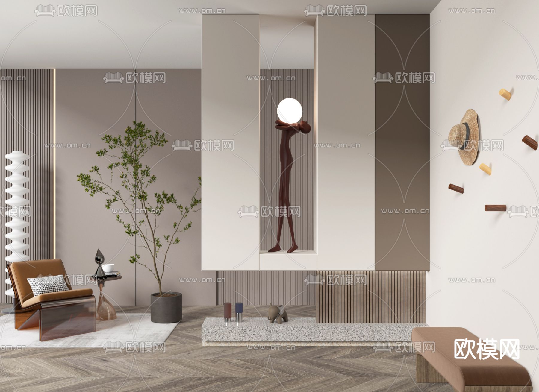 现代玄关过道3d模型