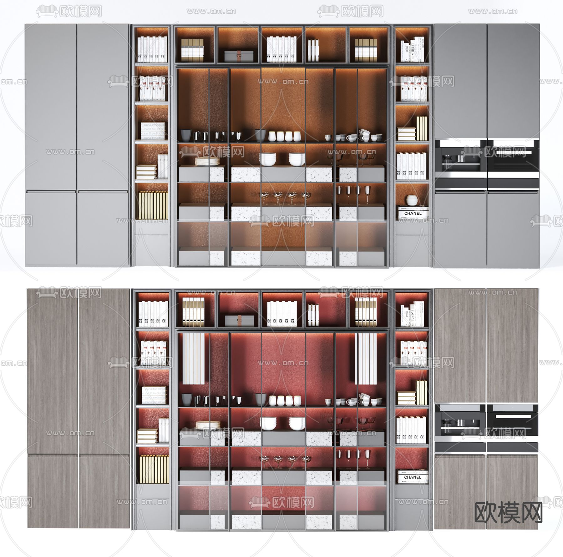 现代实木装饰柜3d模型下载