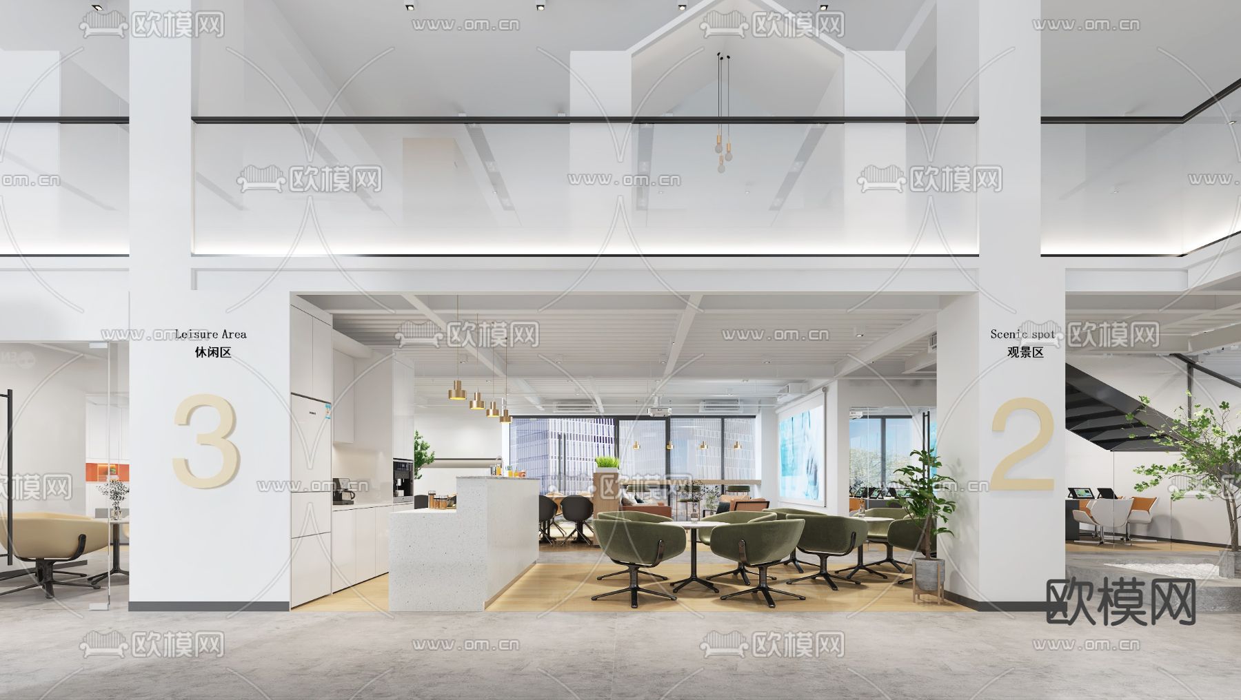 现代办公室休息区3d模型
