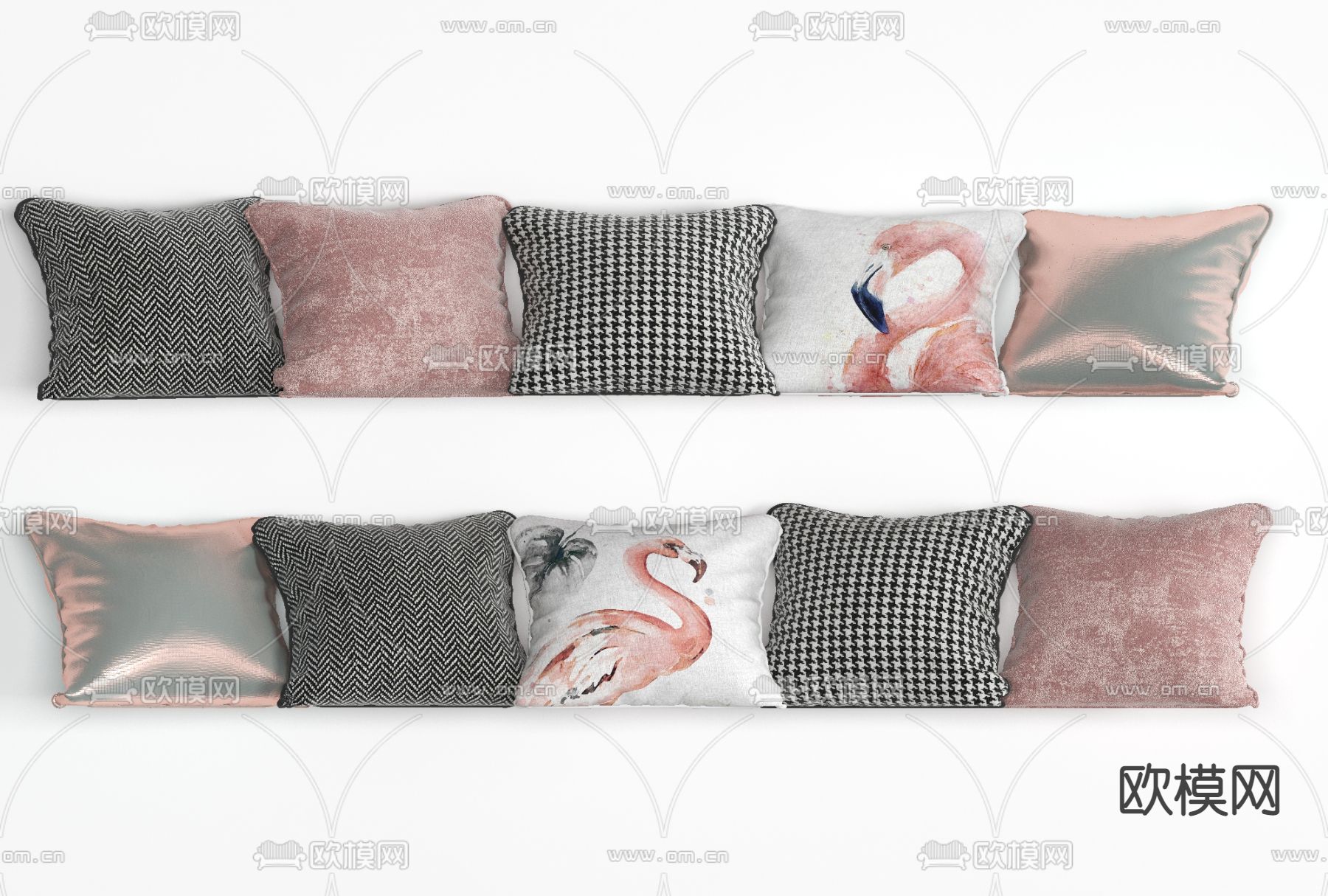 现代布艺抱枕组合免费3d模型下载