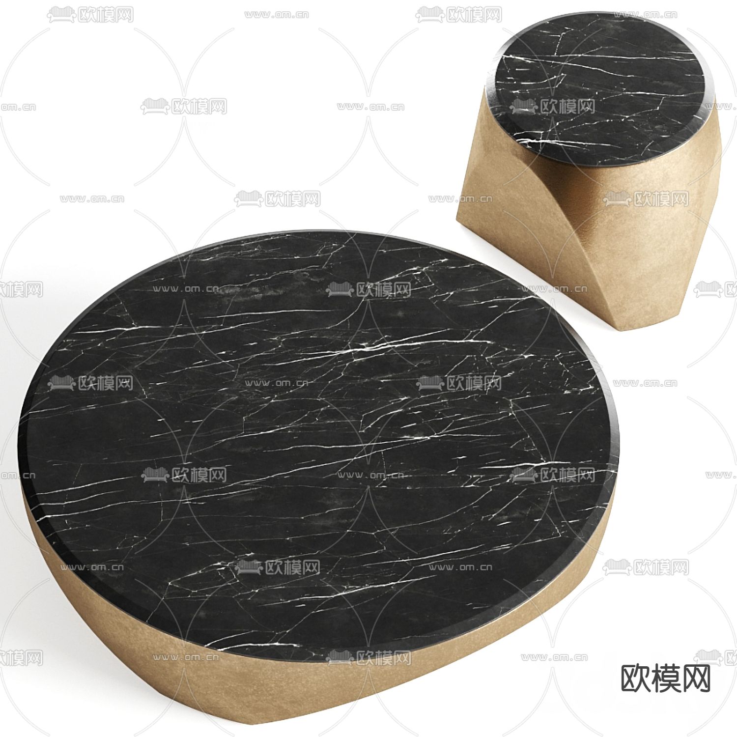 现代金属子母茶几3d模型