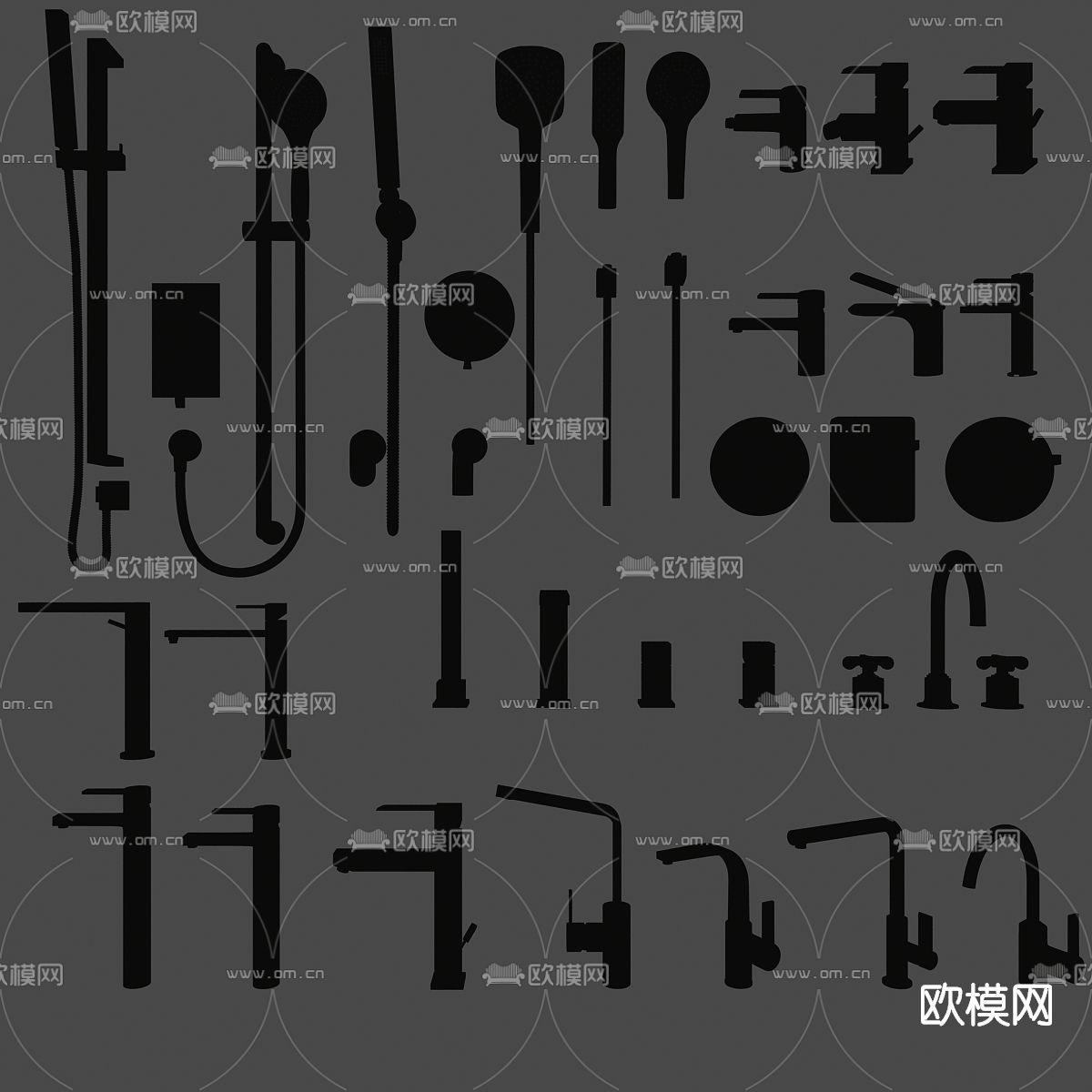现代花洒水龙头su模型